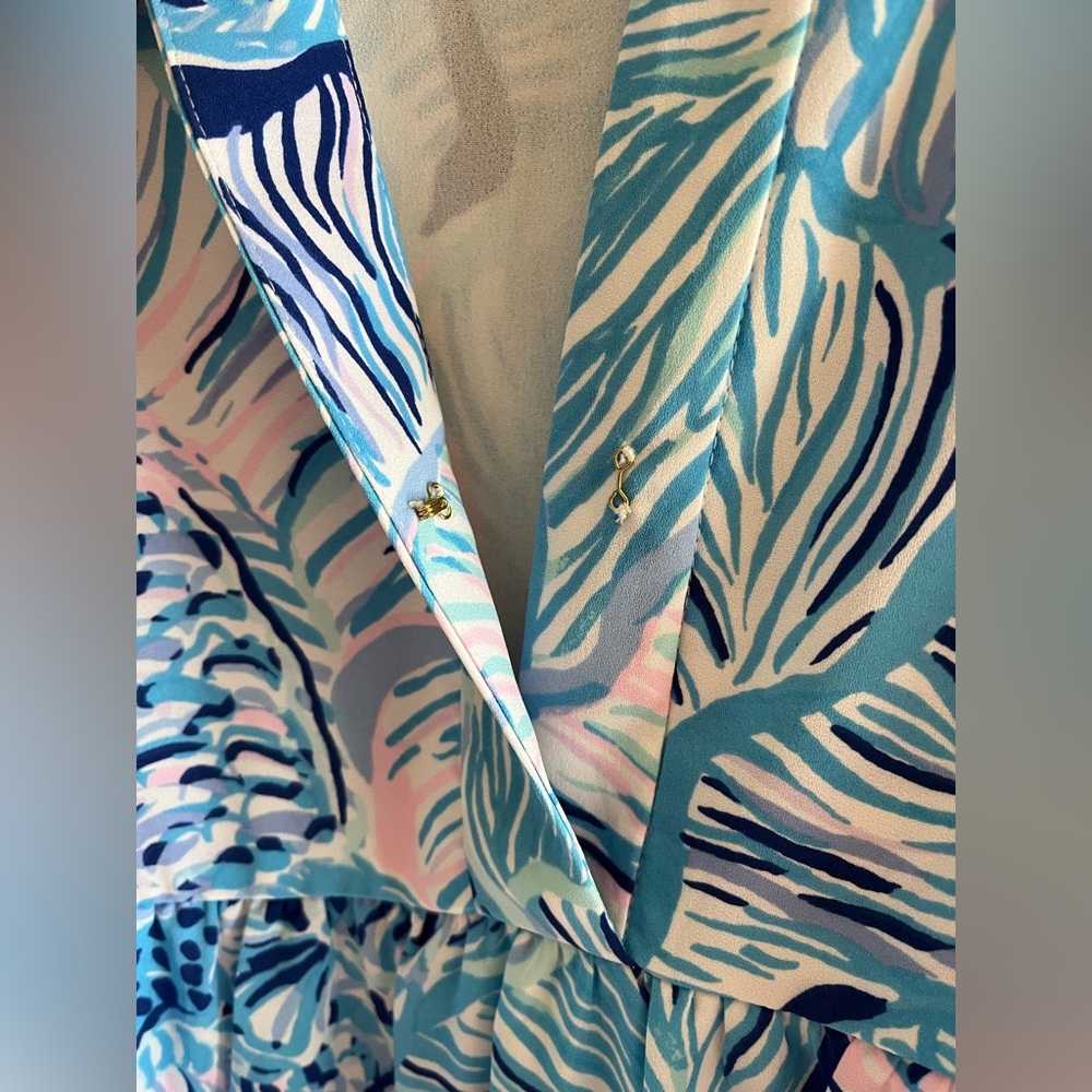 Lilly Pulitzer Blue and Pink Long Sleeve Dress - Picture 4 of 5